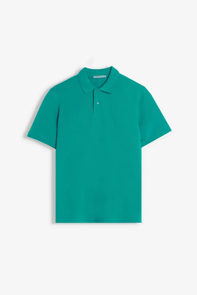 Sonny Bono polo piquet verde smeraldo tinta unita logo