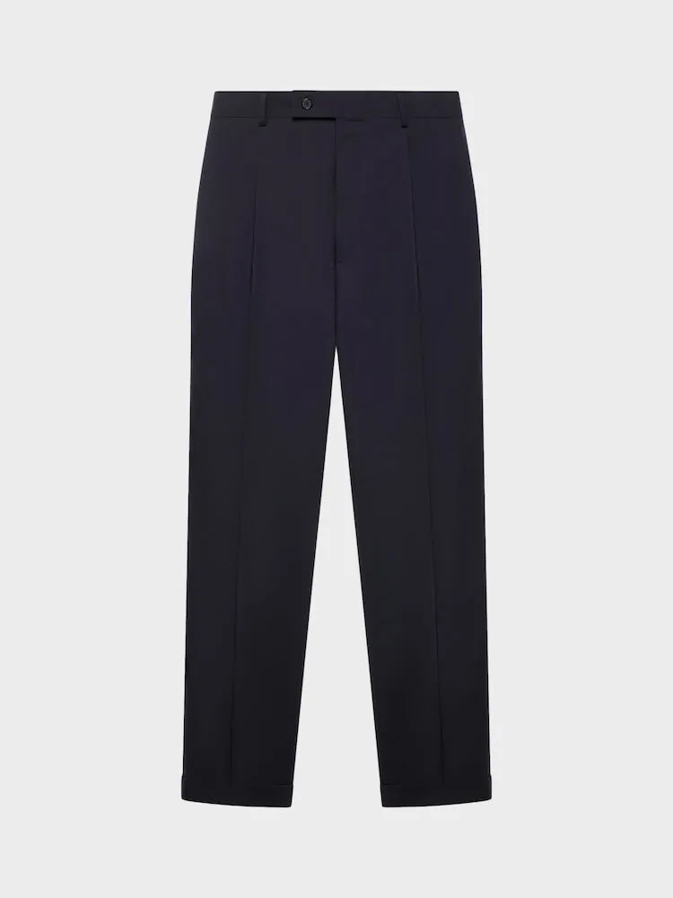 Caruso Norma pantalone carrot fit lana blu navy