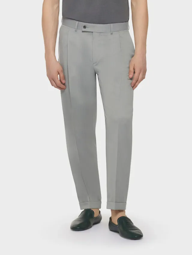 Caruso Norma pantalone slim fit flanella lana grigio