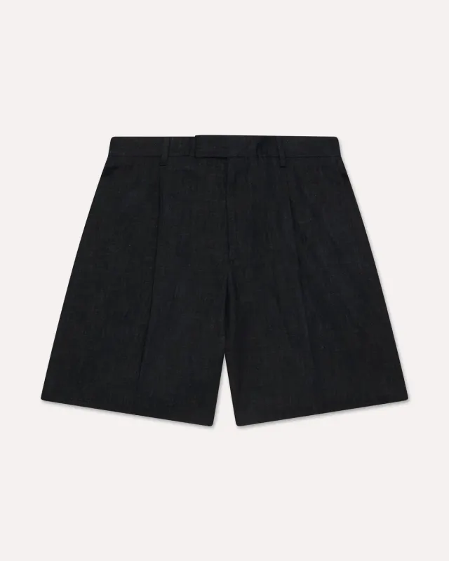 Lardini Bermuda Lungo Cotone Lino Blu Denim