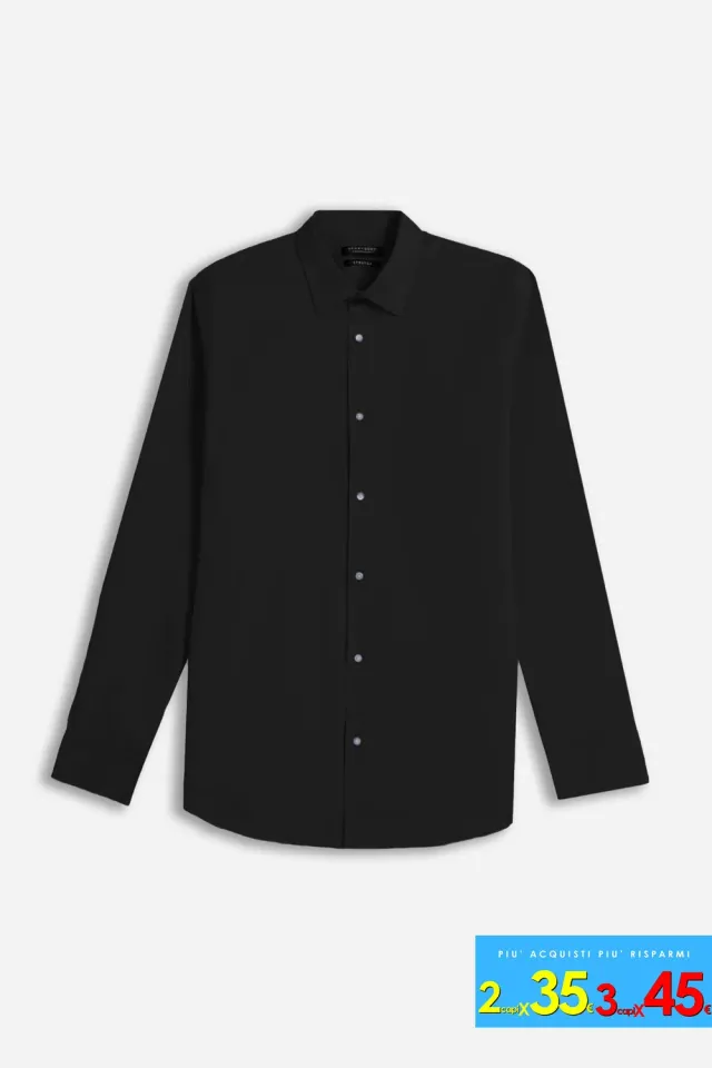 Sonny Bono Camicia Stretch Basic Nero Ufficio
