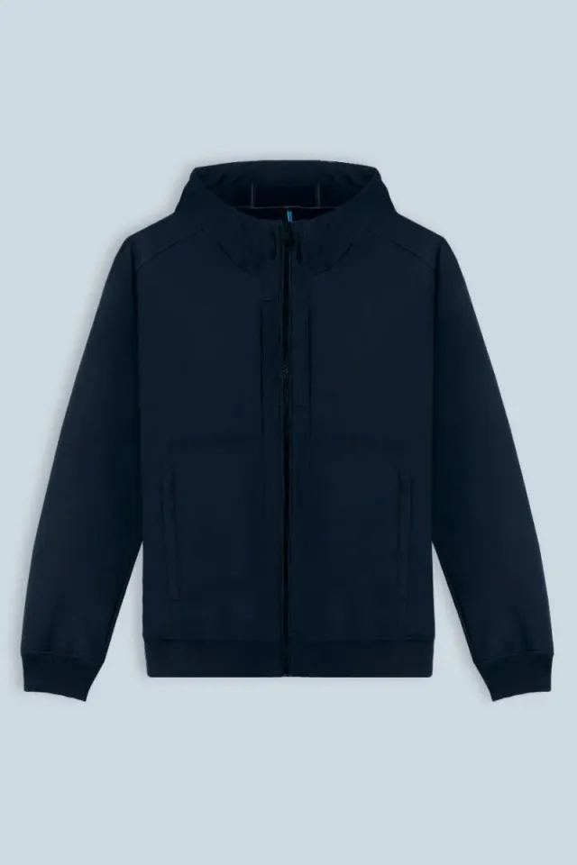 Sonny Bono Giubbotto in Softshell Bleu con Cappuccio