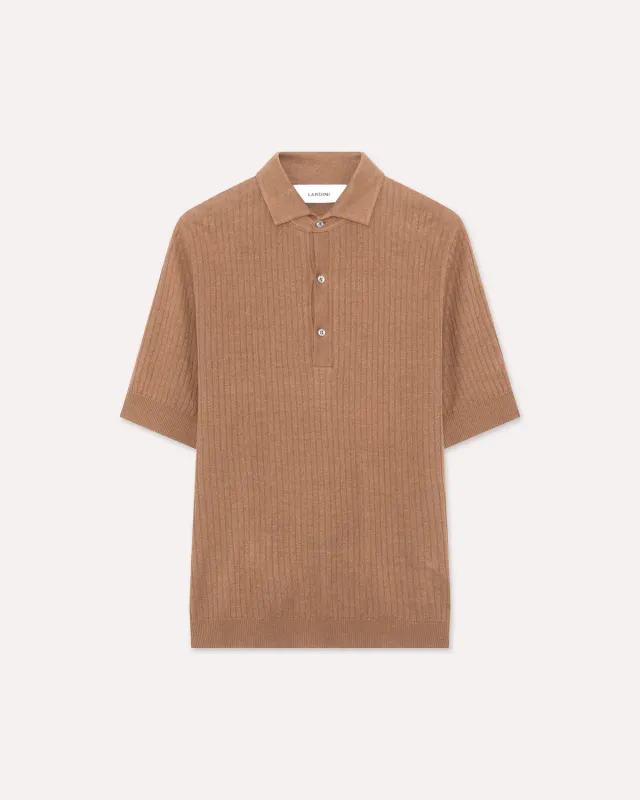 Lardini polo marrone lino cotone manica corta
