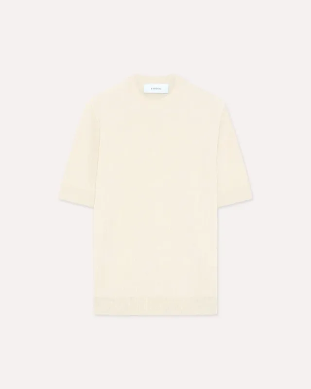 Lardini T-Shirt Lino Cotone Panna Costa 4x2