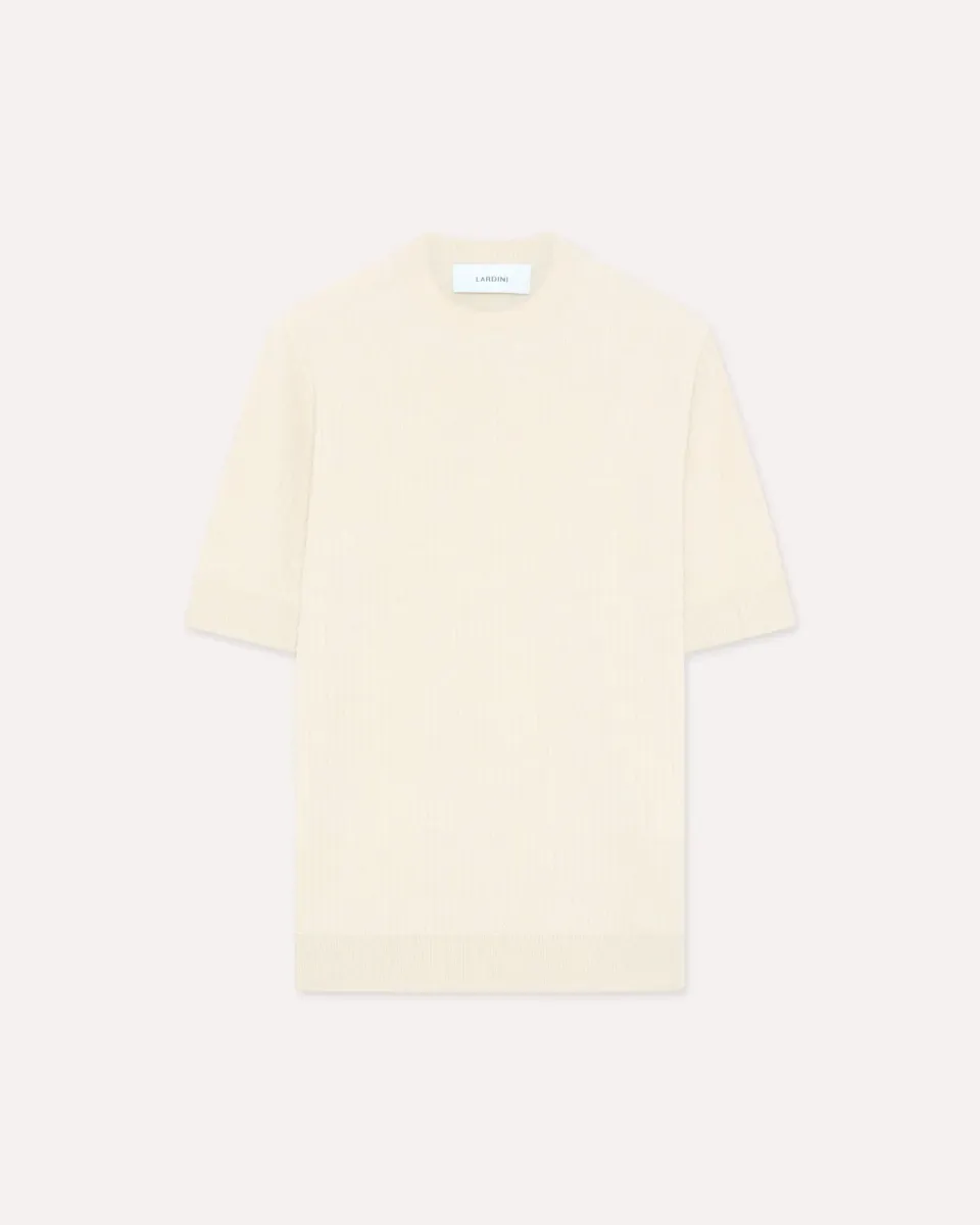 Lardini T-Shirt Lino Cotone Panna Costa 4x2