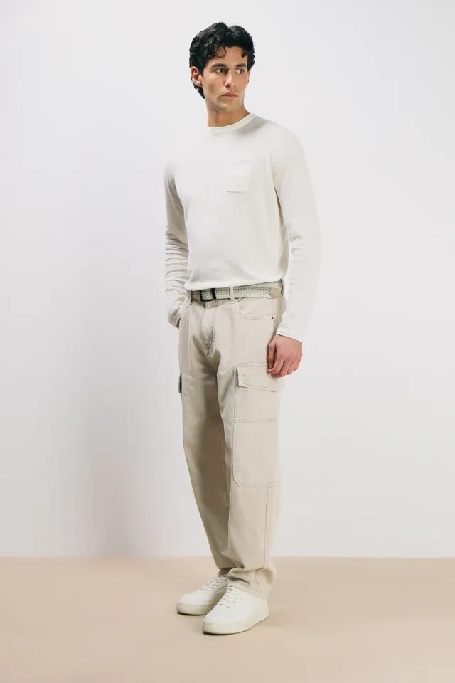 Sonny Bono Denim Cargo Baggy jeans beige tasche laterali