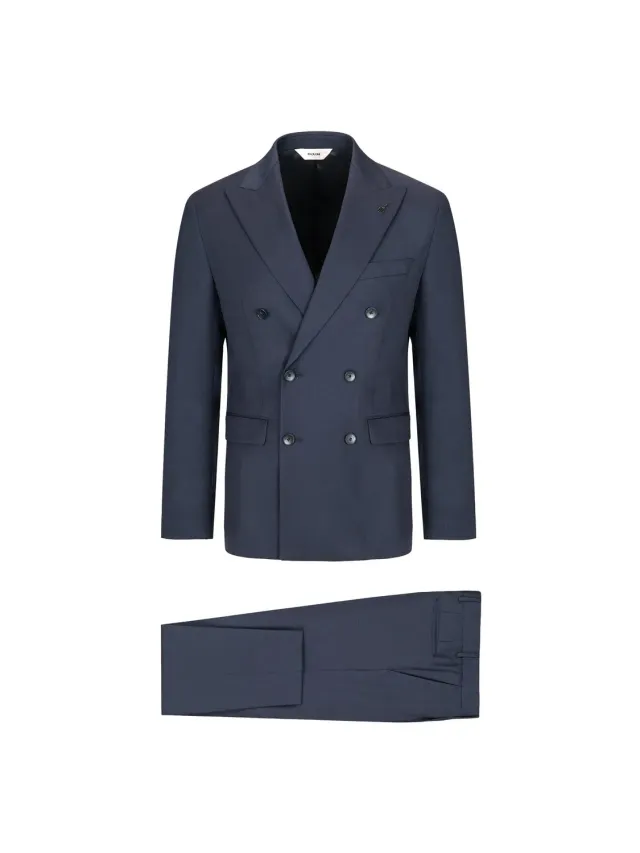 Paoloni Abito Doppiopetto Saglia Lana Stretch Blu