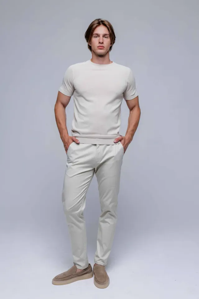 Alain Delon Pantaloni Chinos Beige Cotone elasticizzati