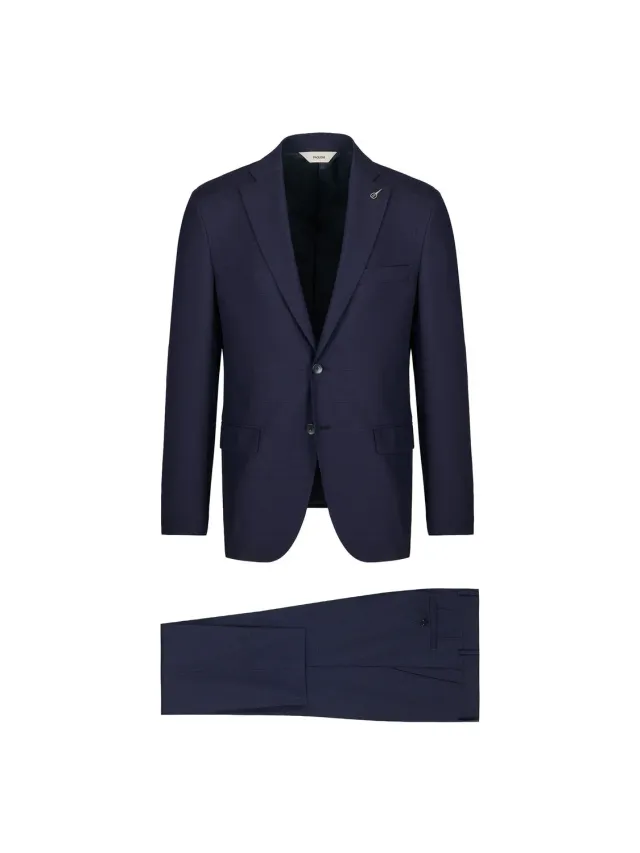 Paoloni Abito Micro Check Lana Super 110's Blu Slim