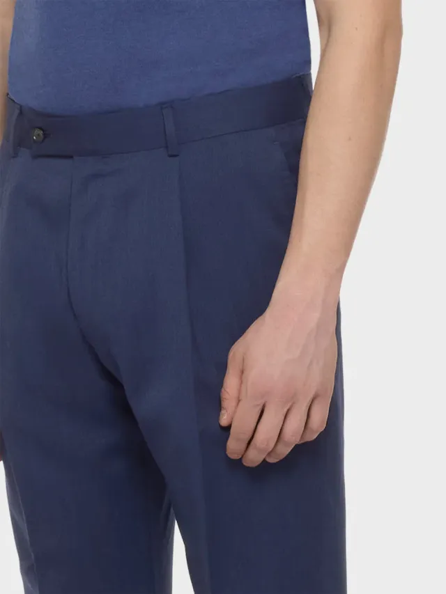 Caruso Norma pantalone carrot flanella lana blu