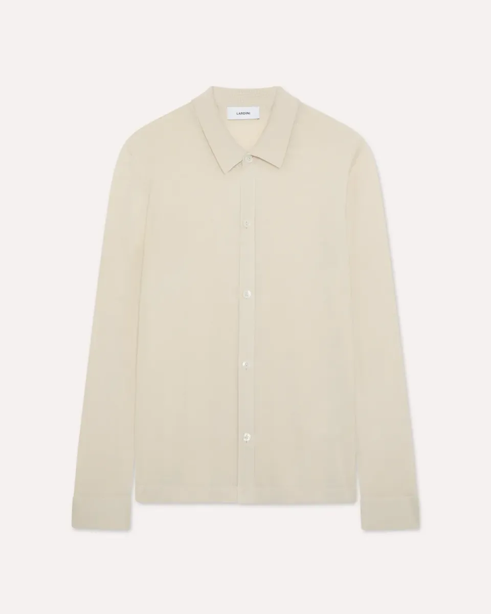 Lardini Camicia Maglia Seta Panna Manica Lunga