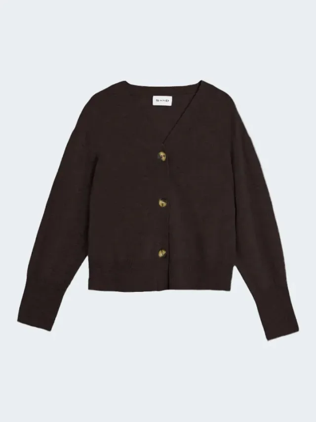 Sand Menswear Yua 5659 cardigan lana alpaca marrone
