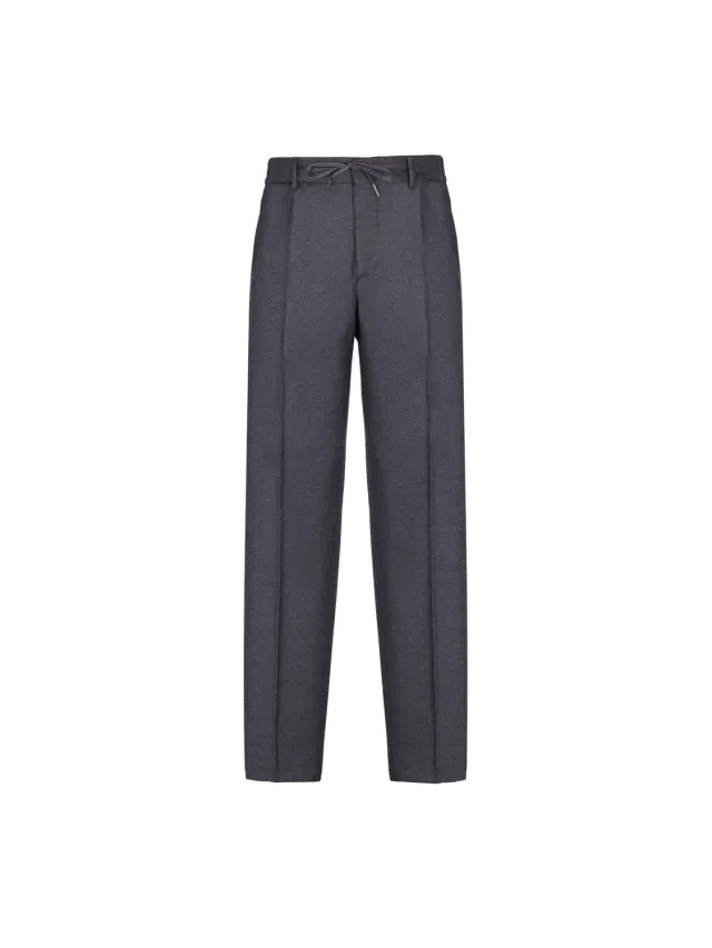 Paoloni Pantalone jogging flanella grigio lana stretch