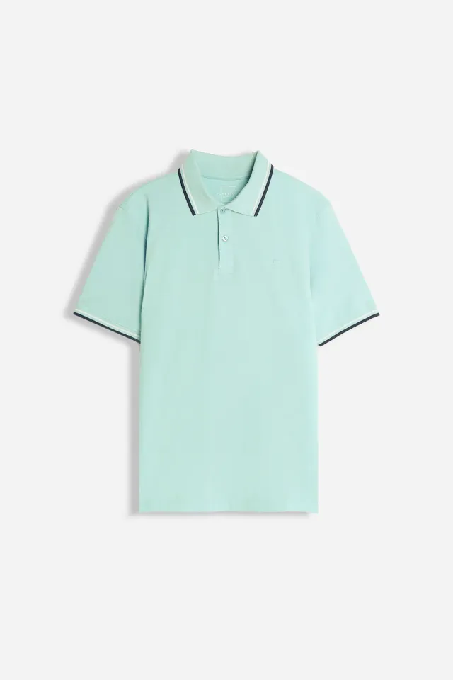 Sonny Bono Basic Polo Verde Acqua Piquet Sportiva