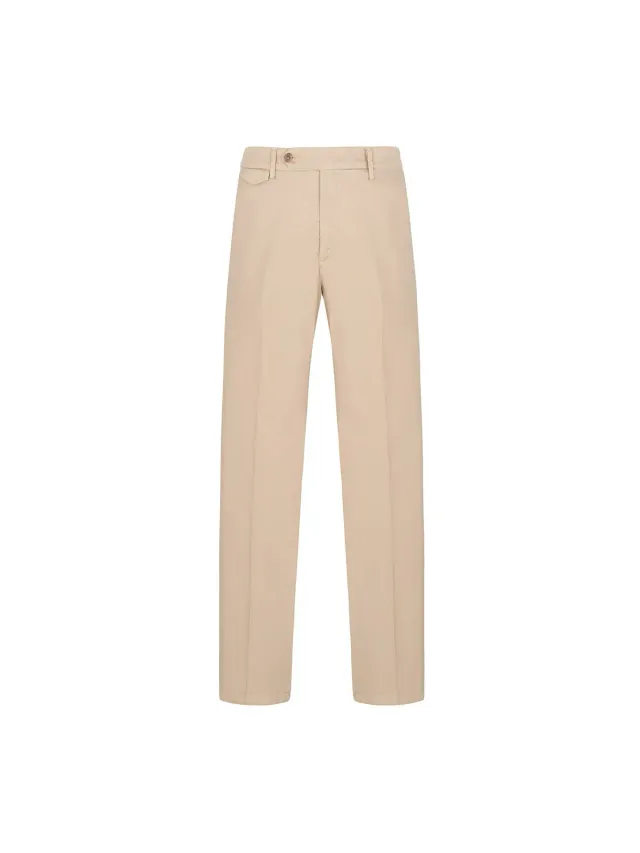 Paoloni Pantalone slim gabardina beige cotone stretch