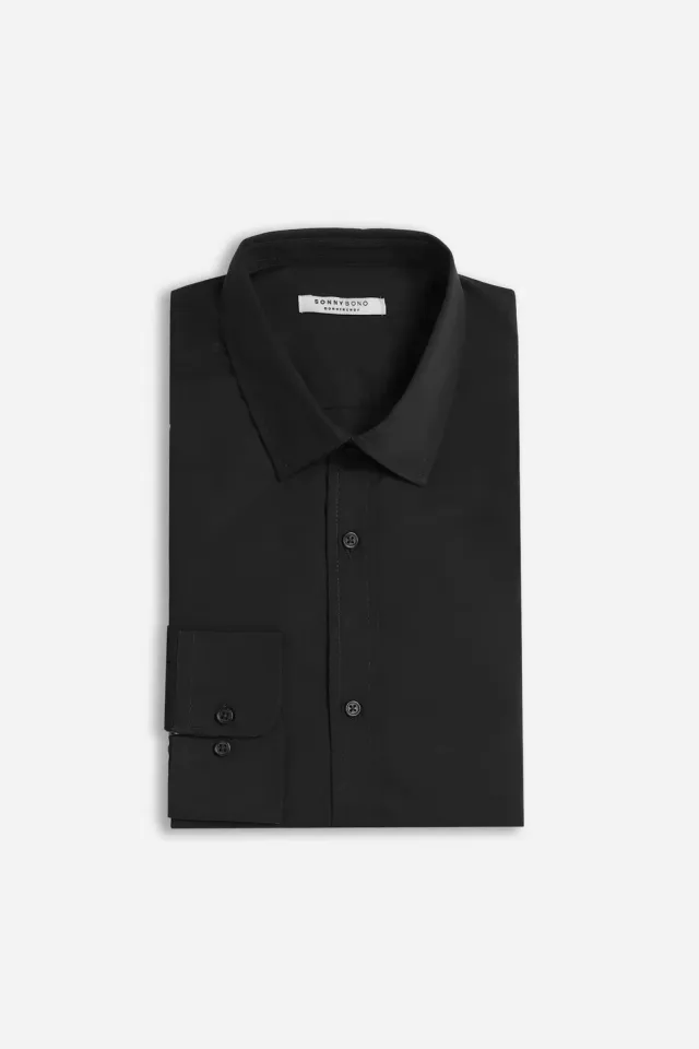 Sonny Bono Basic camicia nera collo italiano
