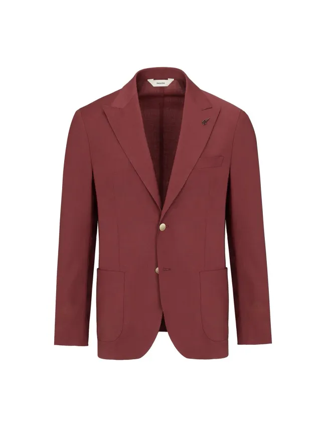 Paoloni Giacca Sfoderata Fresco Lana Stretch Rossa