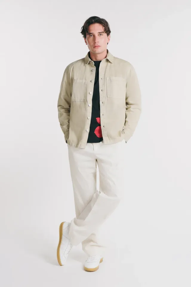 Sonny Bono Overshirt Cotone Beige Giacca Mezza Stagione