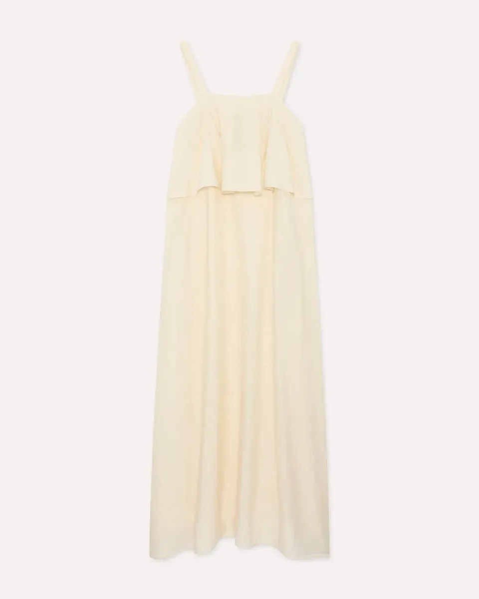 Lardini vestito lungo viscosa panna con tasche