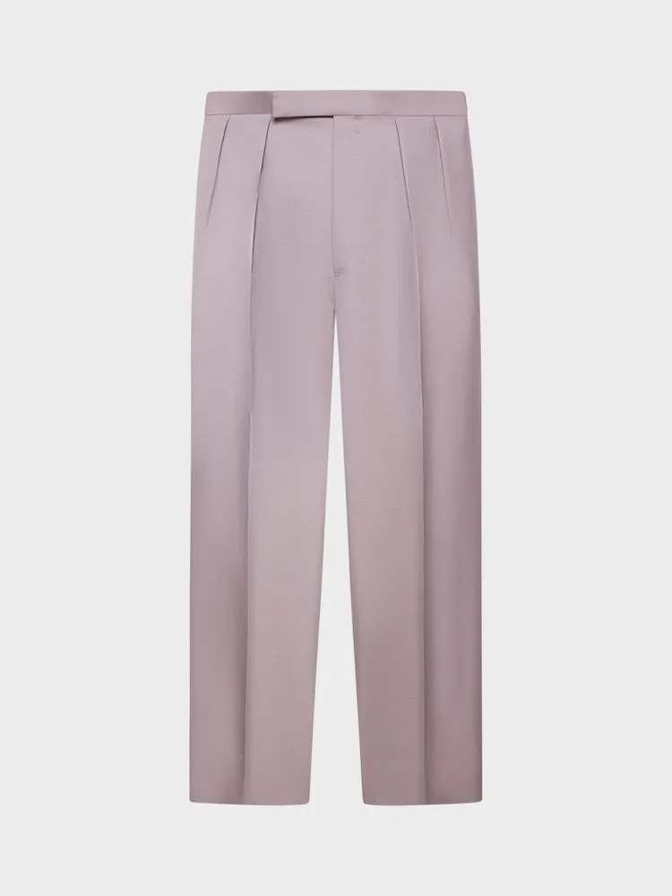 Caruso pantalone vita alta lana mohair seta malva