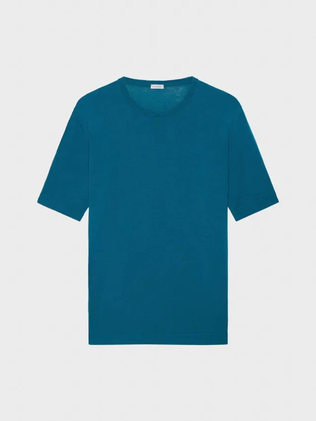 Caruso Butterfly maglia cotone blu navy maniche corte